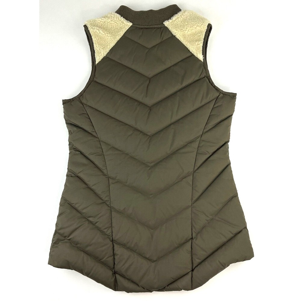Athleta Responsible Down Tundra Vest Sherpa Full Zip Vest Brown Cream Womens XS - Picture 3 of 7